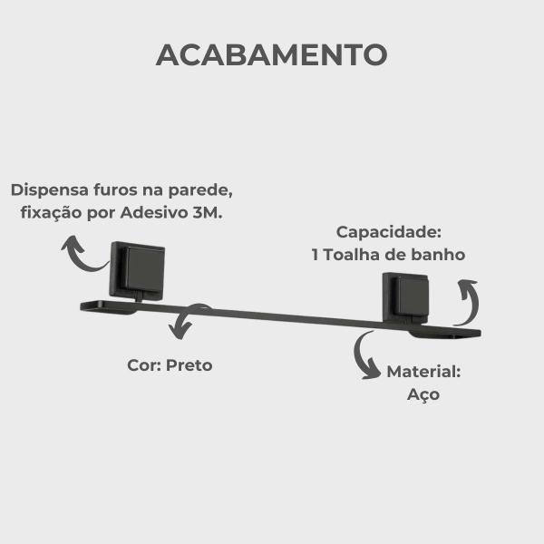 Kit Acessorios Banheiro Nichos Parede Black 3 Peças - Arthi Imagem de Kit Acessorios Banheiro Nichos Parede Black 3 Peças