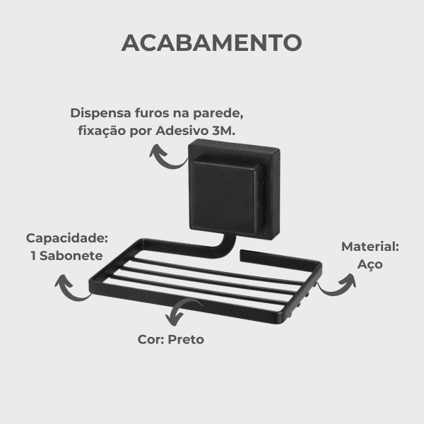 Kit Acessorios Banheiro Nichos Parede Black 3 Peças - Arthi Imagem de Kit Acessorios Banheiro Nichos Parede Black 3 Peças