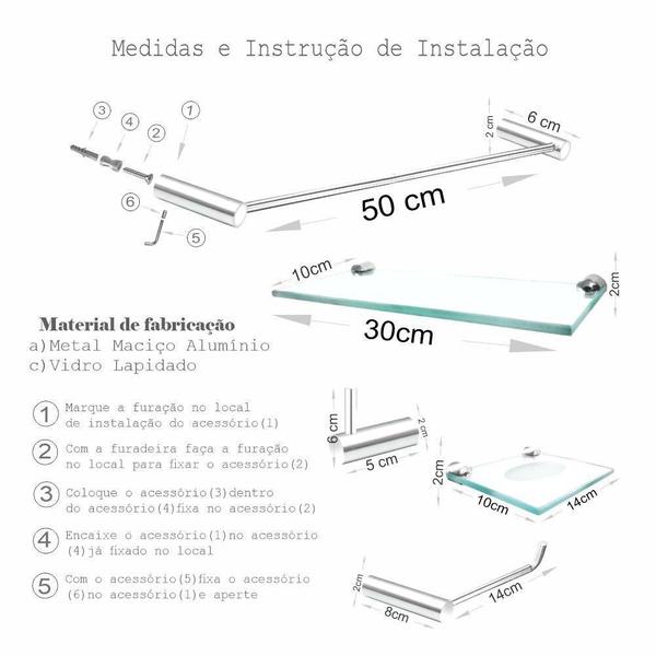 Imagem de Kit Acessórios De Banheiro 5 Peças Luxo Slim 501Ls Grego