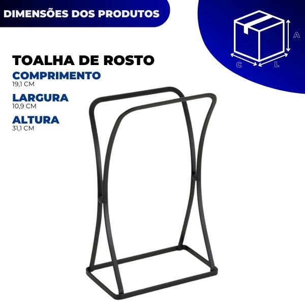 Imagem de Kit Acessorios Lavabo Banheiro Lavabo Toalha Rosto Porta Papeleira E Celular Luxo Dourado/Preto Arthi