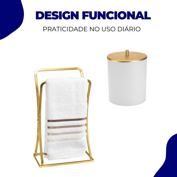 Kit Acessorios Lavabo Lixeira Porta Toalha De Rosto Luxo Banheiro Dourado Arthi - ABCompras Imagem de Kit Acessorios Lavabo Lixeira Porta Toalha De Rosto Luxo Banheiro Dourado Arthi