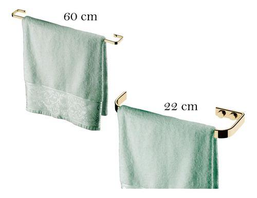 Kit Acessórios Lavabo Porta Toalha Banho 60 Cm Rosto Dourado - Future Industria Metalurgica L Imagem de Kit Acessórios Lavabo Porta Toalha Banho 60 Cm Rosto Dourado