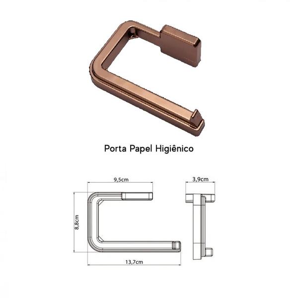 Imagem de Kit Acessórios P/ Banheiro 4 Peças Encaixe Adesivo Rosê