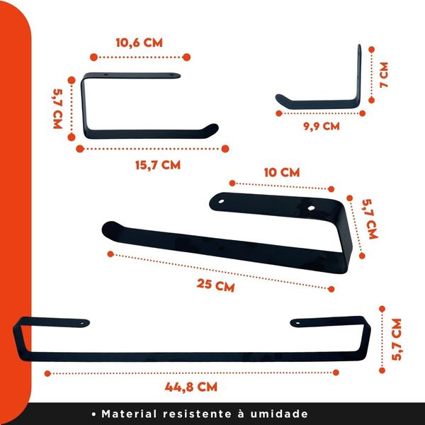 Imagem de Kit Acessórios para Banheiro 6 Peças Completo - Alumínio Espacial - NYBC