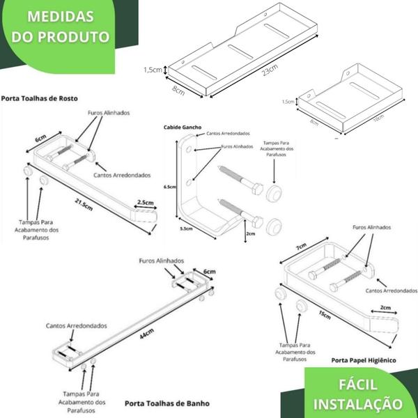 Imagem de Kit Acessórios Para Banheiro 6 Peças Preto Fosco SF.Plus