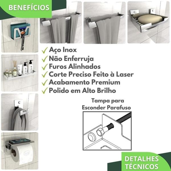 Imagem de Kit Acessórios Para Banheiro 7 Peças Inox Elg