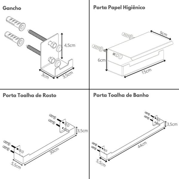 Imagem de Kit Acessórios Para Banheiro Branco 5 Peças ELG