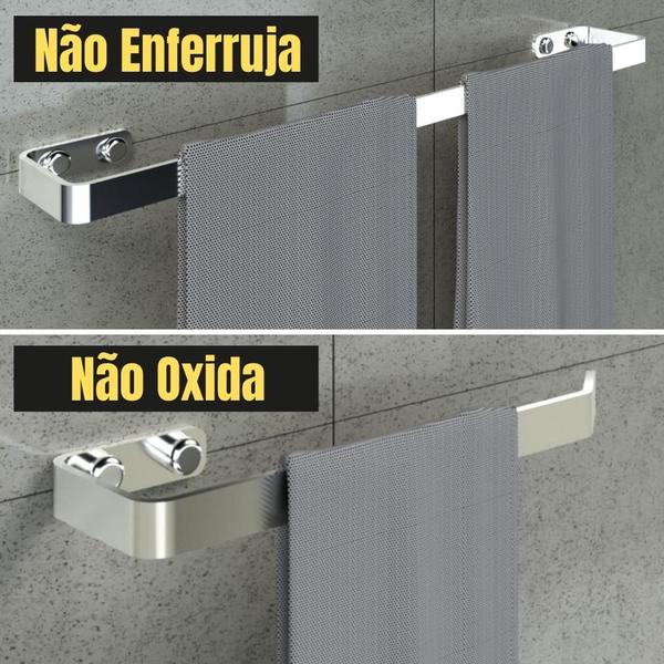 Imagem de Kit Acessórios Para Banheiro Cromado 4 Peças Quadrado