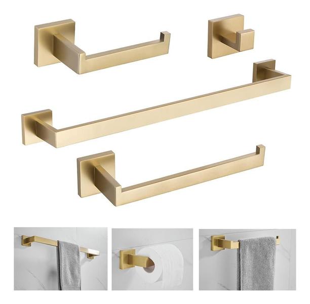 Imagem de Kit Acessórios Para Banheiro Dourado Luxo Inox Toalhas Papel