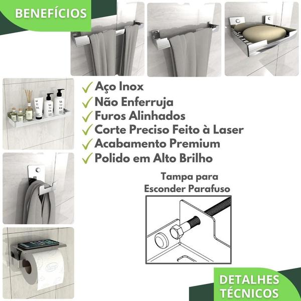 Imagem de Kit Acessórios Para Banheiro Inox 6 Peças ELG