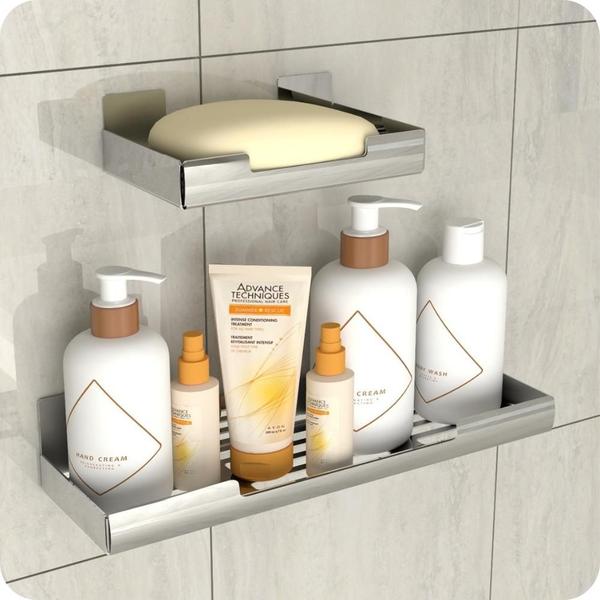 Imagem de Kit Acessórios Para Banheiro Inox Com Adesivo 6 Peças ELG