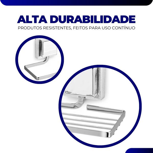 Imagem de Kit Acessórios Para Banheiro Lavabo 3 Peças Luxo Cromado 3M