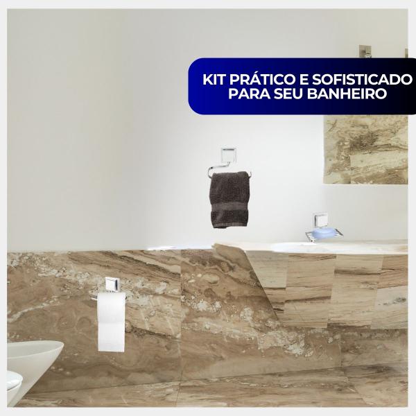 Imagem de Kit Acessórios Para Banheiro Lavabo 3 Peças Luxo Cromado 3M