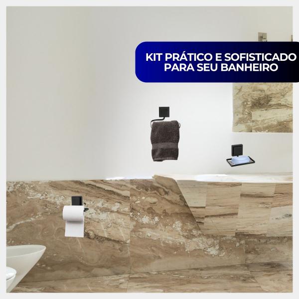 Imagem de Kit Acessórios Para Banheiro Lavabo 3 Peças Luxo Preto Arthi