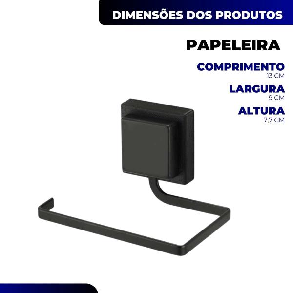 Imagem de Kit Acessórios Para Banheiro Lavabo 3 Peças Luxo Preto Arthi