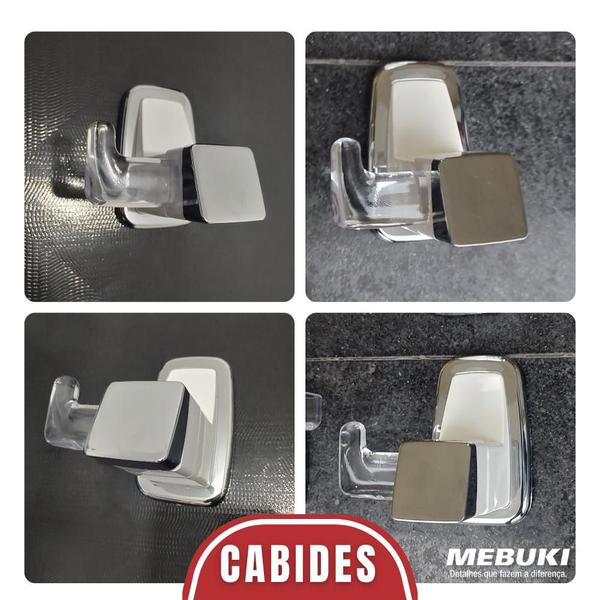 Imagem de Kit Acessórios Para Banheiro Porta-Papel Higiênico Saboneteira Cabides Toalheiro 5 Peças Línea Max Design Moderno Europeu Branco e Preto Mebuki