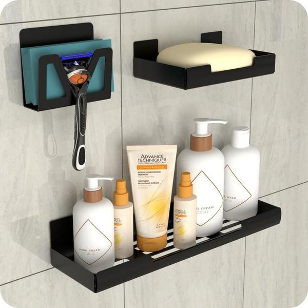 Kit Acessórios Para Banheiro Preto Adesivo 7pçs ELG - HomeFull Imagem de Kit Acessórios Para Banheiro Preto Adesivo 7pçs ELG