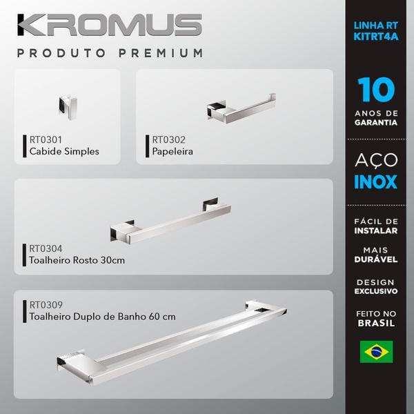 Imagem de Kit Acessórios Para Banheiros 4 Peças Inox - Kromus Kitrt4a