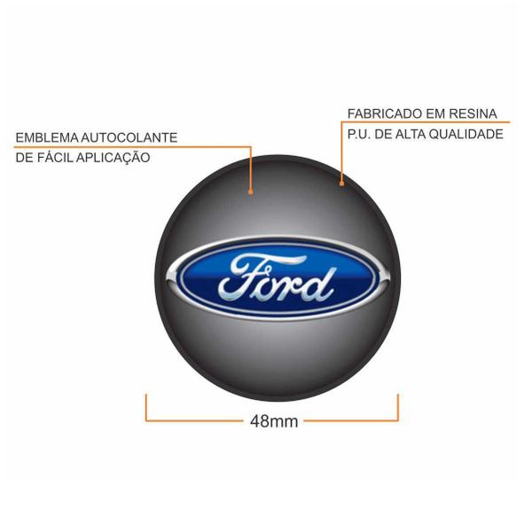 Imagem de Kit Acessórios Para Roda Calota Ford Emblema Resinado + Tampa Ventil Antifurto + Capa Parafuso