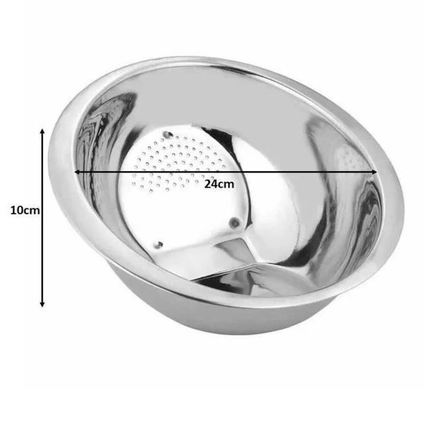 Imagem de Kit Aço Inox 3 peças Escorredor de Macarrão, Arroz e Bowl