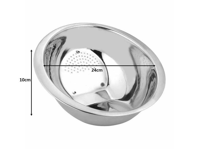 Imagem de Kit Aço Inox para Massa e Arroz 4 peças Escorredor, Bowl e Colher - Mundial Import