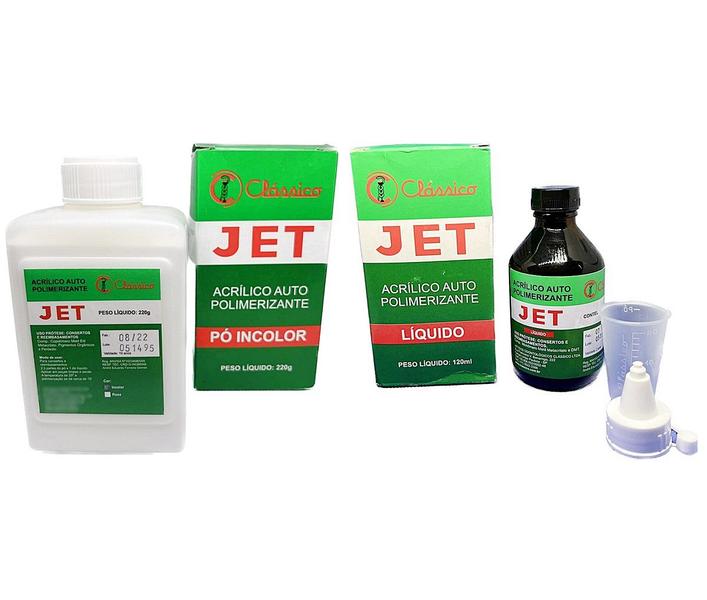 Imagem de Kit acrílico auto Jet Clássico Pó 220g + Líquido 120ml Incolor resina reparos