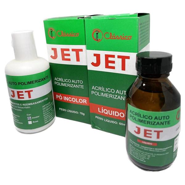 Imagem de Kit Acrílico Pó 78G Incolor + Líq 60Ml Resina Jet Clássico