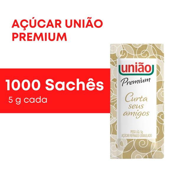 Imagem de Kit açucar união premium 1000 sachês