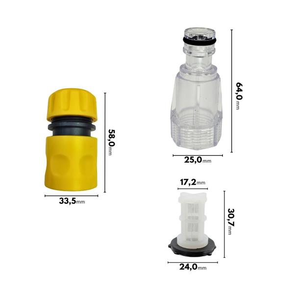 Imagem de Kit Adaptador com Conector e Engate Rápido Amarelo Compatível com Lavajato Intech Machine Acqua 1200