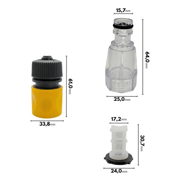 Imagem de Kit Adaptador com Conector Filtro e Engate Laranja Compatível com Lavajato WAP Saara