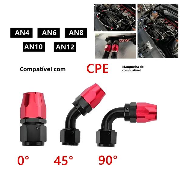 Imagem de Kit Adaptador de Mangueira Giratória Universal - Preto e Vermelho (AN4, AN6, AN8, AN10, AN12)