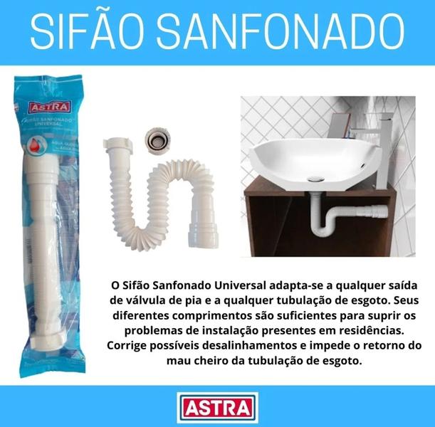 Imagem de Kit Adaptador De Máquina De Lavar/louça + Sifão Branco Astra