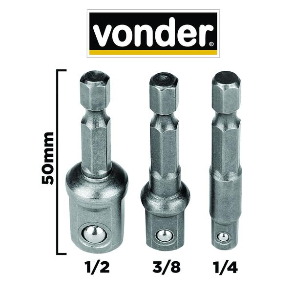 Imagem de Kit  Adaptador Soquete Parafusadeira Furadeira 1/4 3/8 1/2