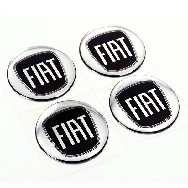 Imagem de Kit Adesivo De Calota Emblema Fiat Black Piano Resinado 48mm