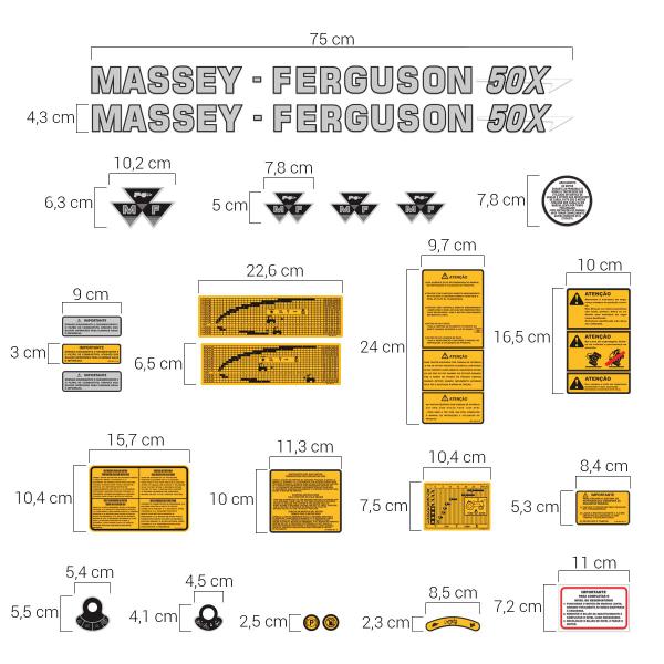 Imagem de Kit Adesivo Emblema Compatível Trator Massey Ferguson Mf 50x