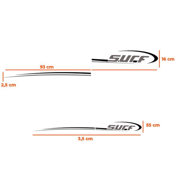 Imagem de Kit Adesivo Faixa Lateral Saveiro G3 Surf 99 2000 2001 2002 2003 2004 Preto Prata Vermelho 2 Peças