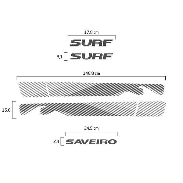 Imagem de Kit Adesivo Faixa Saveiro Surf 2015/2016 Grafite Modelo Original