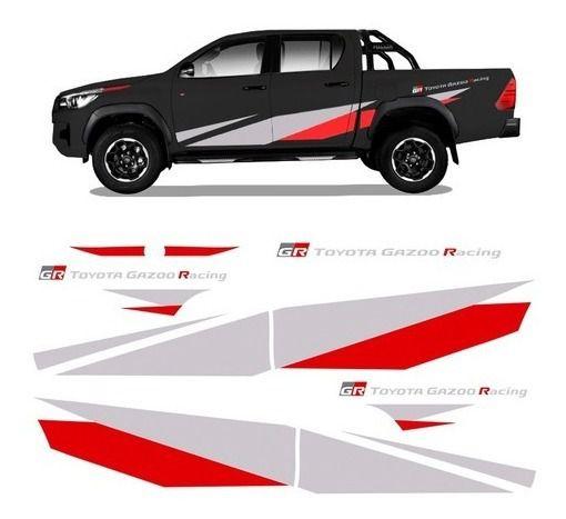 Imagem de Kit Adesivo Faixas Laterais Hilux Gr-s Gazoo Racing V/ Prata