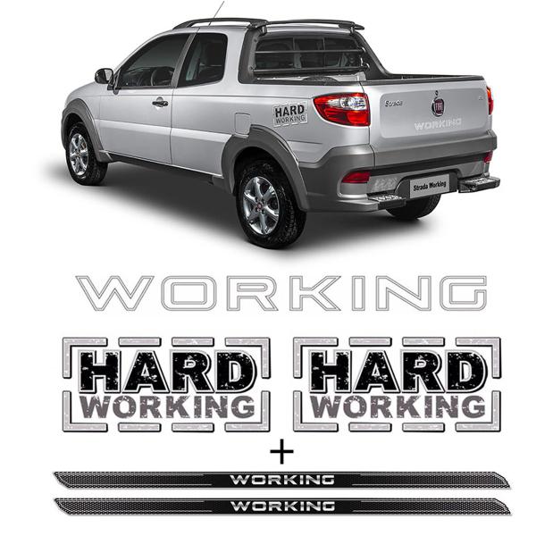 Imagem de Kit Adesivo Hard Working Lateral + Soleira Black Over Strada