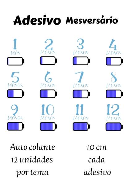Imagem de Kit adesivo Loading azul 12 meses mesversario bebe para colar no body