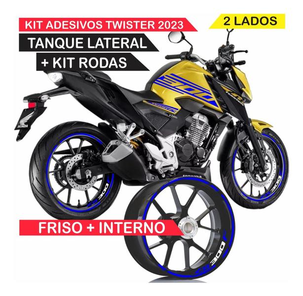 Imagem de Kit Adesivos Cb 300f Friso Roda E Tanque  2020/2023 Azul