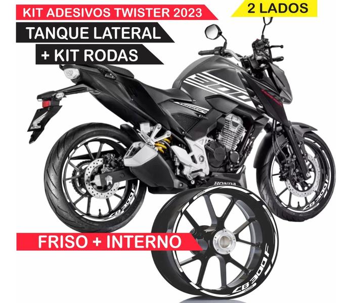 Imagem de Kit Adesivos Cb 300f Friso Roda E Tanque  2020/2023 Branco