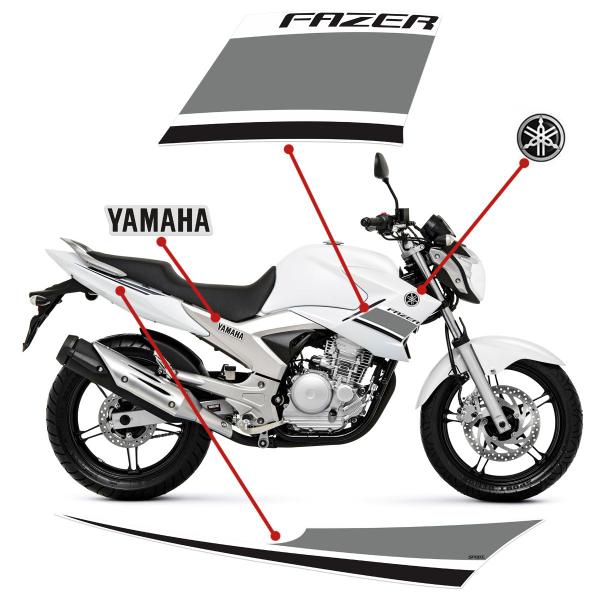 Imagem de Kit Adesivos Fazer 250 2014 + Emblemas Logo Yamaha Resinados