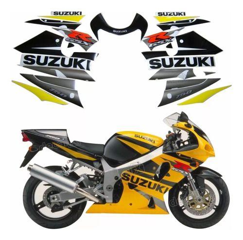 Imagem de Kit Adesivos Lateral Suzuki Gsxr 750 2002 Amarela E Preta