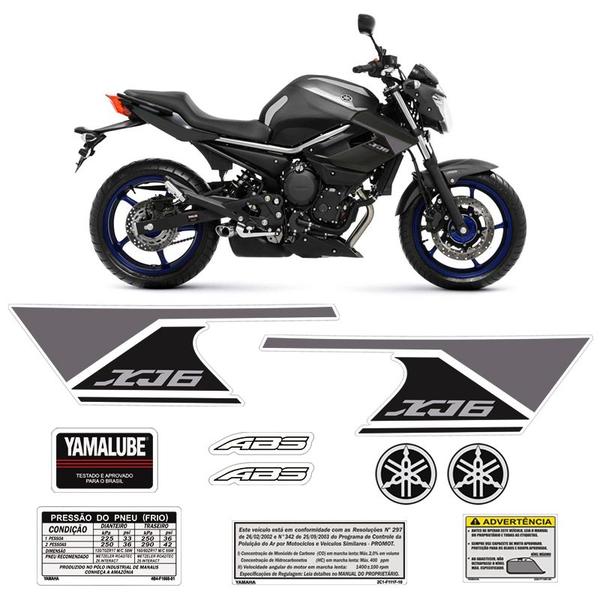 Imagem de Kit Adesivos Logo Yamaha Xj6 2013/2014 Faixa Do Tanque Cinza