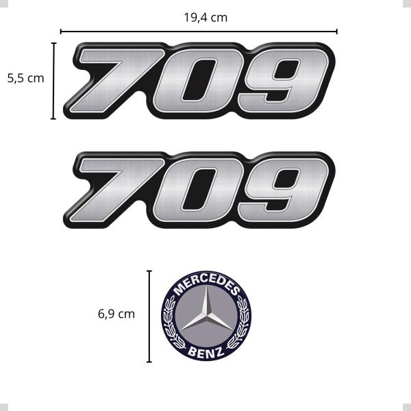 Kit Adesivos MB 709 Caminhão Mercedes Benz Cromado Genérico - SPORTINOX Imagem de Kit Adesivos MB 709 Caminhão Mercedes Benz Cromado Genérico