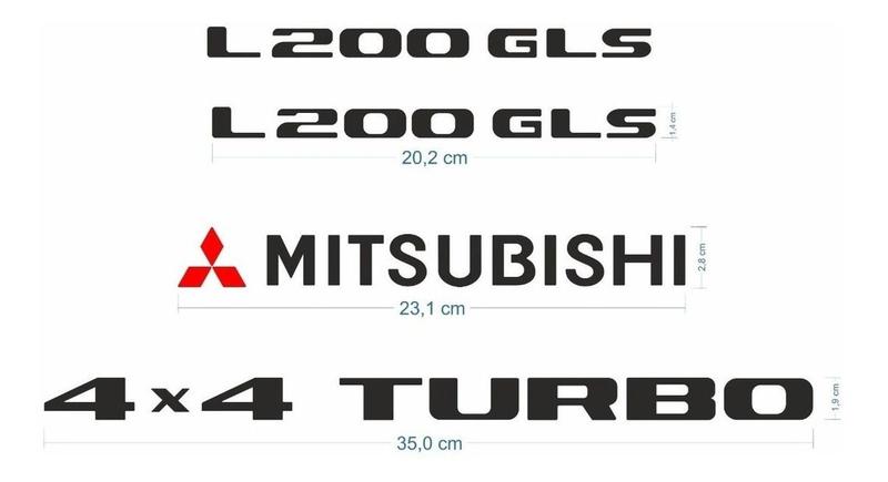 Imagem de Kit Adesivos Mitsubishi L200 Gl 4x4 Turbo L200glt