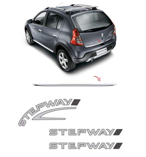 Imagem de Kit Adesivos Prata Sandero Stepway 2008 e Friso Traseiro