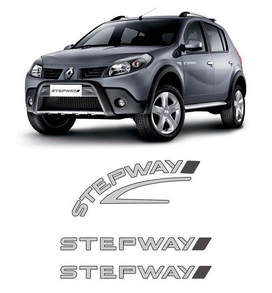 Imagem de Kit Adesivos Prata Sandero Stepway 2008 Lateral e Traseiro