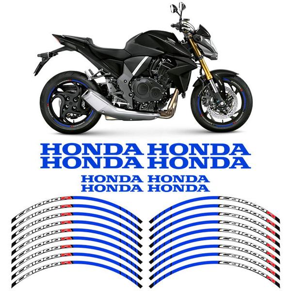 Imagem de Kit Adesivos Refletivos Roda Moto Honda Cb 1000r Filete Azul